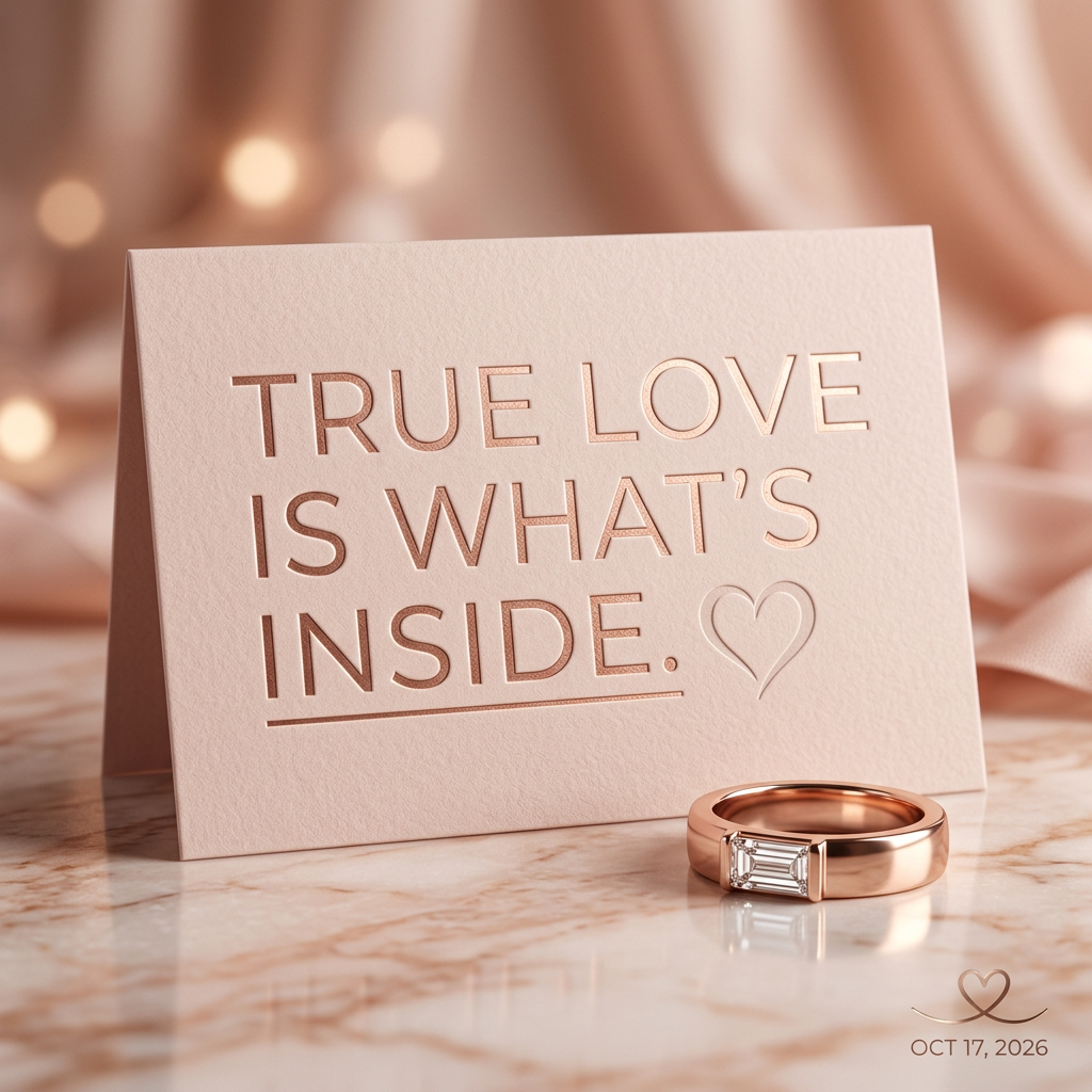 Handwritten black marker text on white paper reading 'TRUE LOVE IS WHAT'S INSIDE.' with a small Motorola watermark at the bottom.